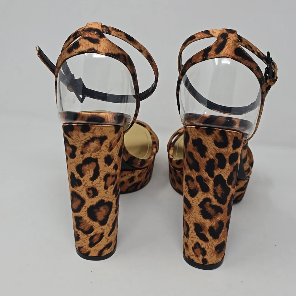 Jessica Rich Cheetah-Print Platform Heel Sandals Womens Size 39